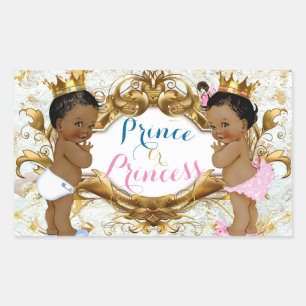 Afrikansk prins & Princess Gender Reveal Stickers Rektangulärt Klistermärke