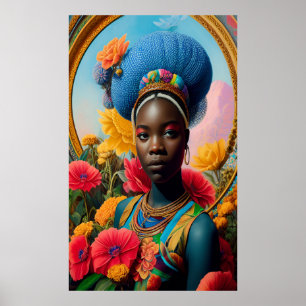 Afrikansk prinsessa i blommor poster