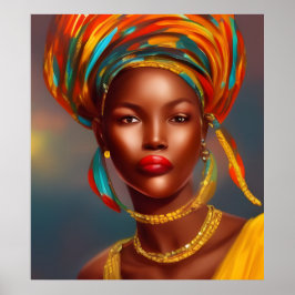 Afrikansk prinsessa kvinna 3 guld smycken poster