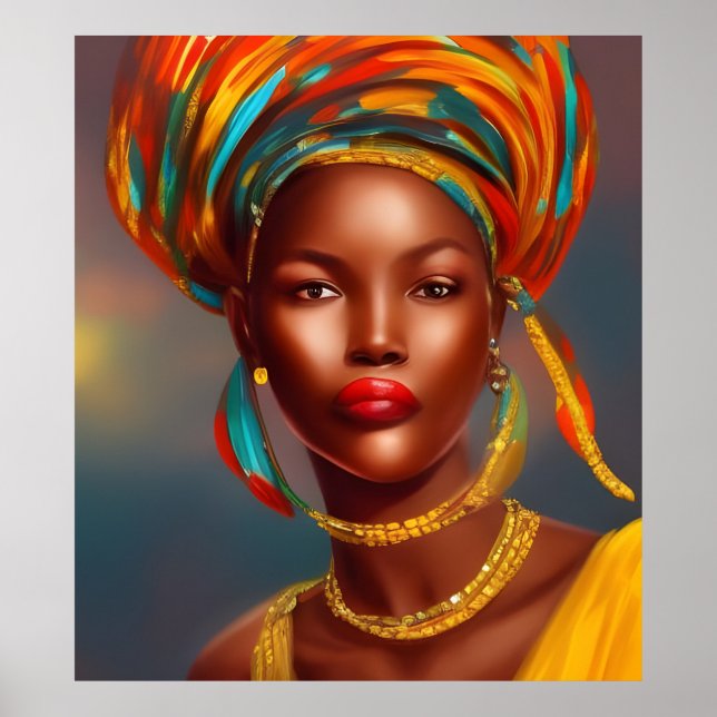 Afrikansk prinsessa kvinna 3 guldsmycken poster (Framsidan)