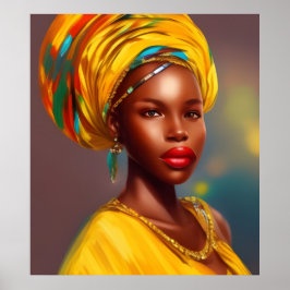 Afrikansk prinsessa kvinna 4 guld smycken poster
