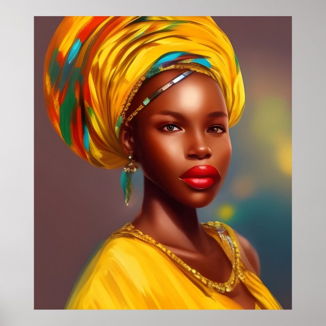 Afrikansk prinsessa kvinna 4 guldsmycken poster (Framsidan)