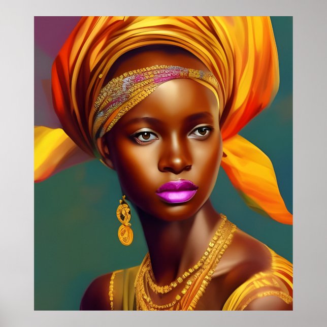 Afrikansk prinsessa kvinna 5 guld-smycken poster (Framsidan)