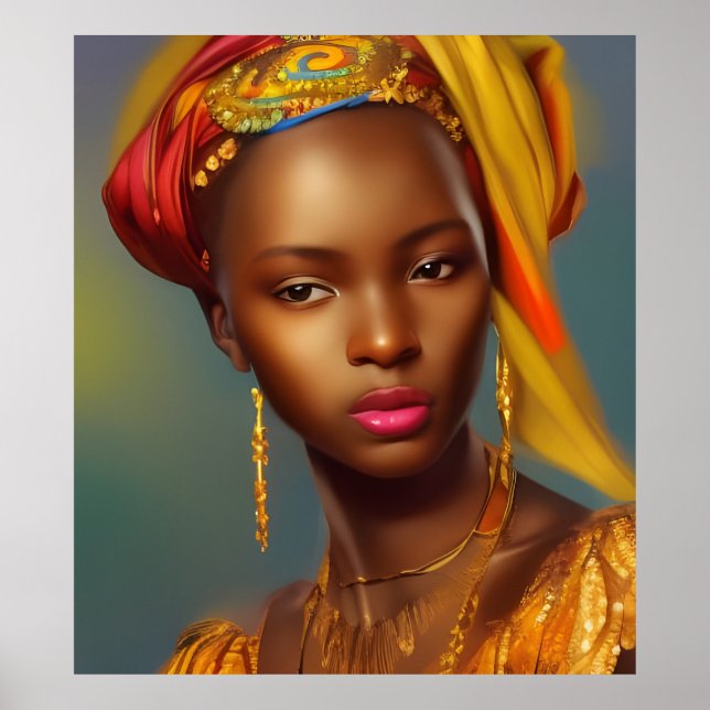 Afrikansk prinsessa kvinna 6 guldsmycken poster (Framsidan)