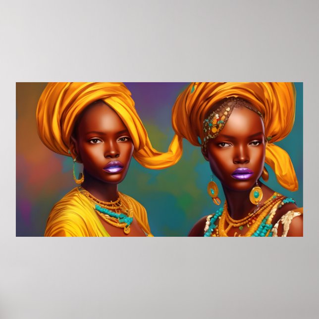Afrikansk prinsessa kvinnor guld smycken poster (Framsidan)