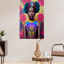 Afrikansk prinsessa med blått hår poster