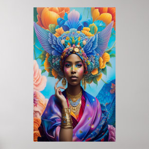 Afrikansk prinsessa med vingar i håret poster