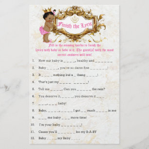 Afrikansk prinsessa rosa baby shower spel flygblad