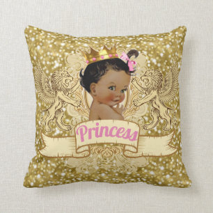 Afrikansk prinsessa rosa och guld glitter kudde