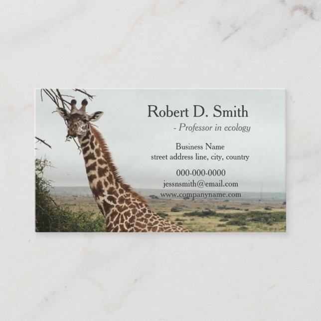Afrikansk professionell för giraffvetenskap i vild visitkort (Framsida)
