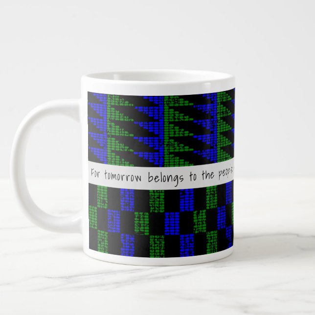 Afrikansk proverb Grunge Blue Grönt Kente SK11 Jumbo Mugg (Vänster)