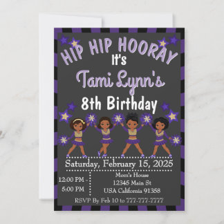 Afrikansk Purple Cheerleader Gymnastik Invitation Inbjudningar