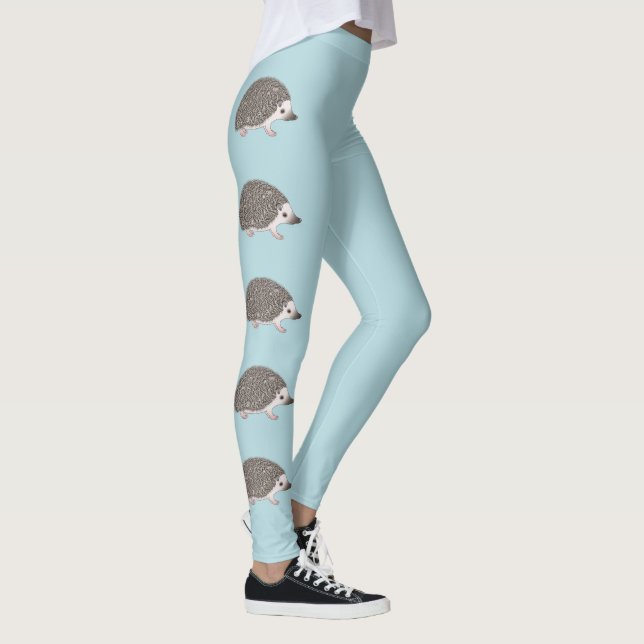 Afrikansk Pygmy Hedgehog Cute Tecknad Illustration Leggings (Höger)