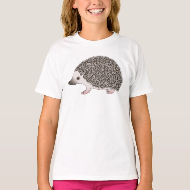 Afrikansk Pygmy Hedgehog Cute Tecknad Illustration T Shirt (Framsida)