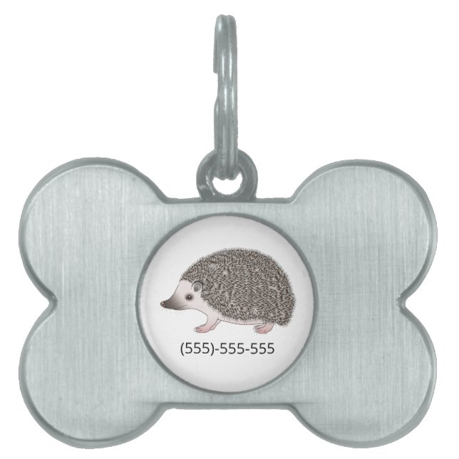 Afrikansk pygmy Hedgehog design med Mobilt nummer ID-bricka Husdjur (Framsidan)