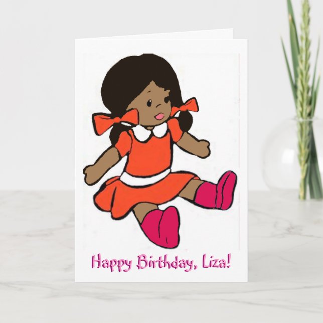 Afrikansk rag Doll Birthday Card Kort (Framsida)