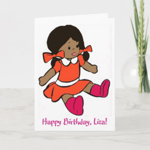 Afrikansk rag Doll Birthday Card Kort