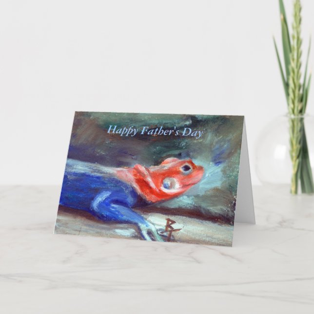 Afrikansk Rainbow Lizard Fars dag Card Kort (Framsida)