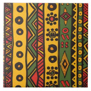 Afrikansk Rand, Orange, svart, Gult keramiskt plat Kakelplatta