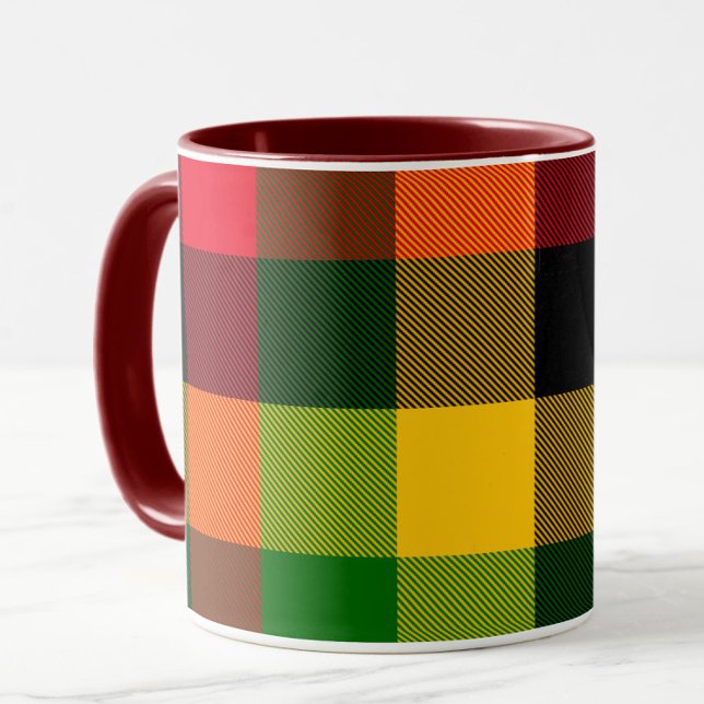 Afrikansk Rasta Reggae Färger Plaid Mönster Design Mugg (Skapare uppladdad)