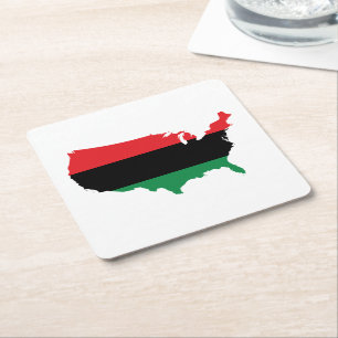 Afrikansk _ Red, Black & Grönt Färg Underlägg Papper Kvadrat