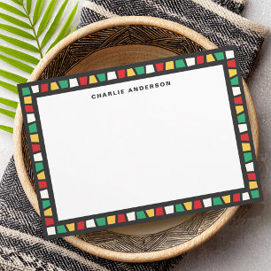 Afrikansk röd grön gul vit mosaik Kwanzaa namn Anteckningskort