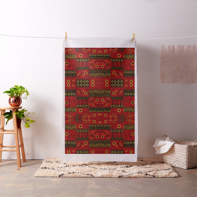 Afrikansk röd soluppgång stam patchwork tyg  (In Situ)