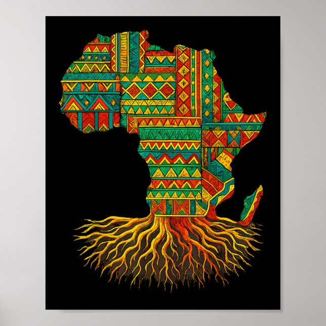 Afrikansk rötter Afrika Karta Melanin Junelfte Poster (Framsidan)