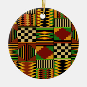 Afrikansk Royal Kente Trasa Design Julgransprydnad Keramik