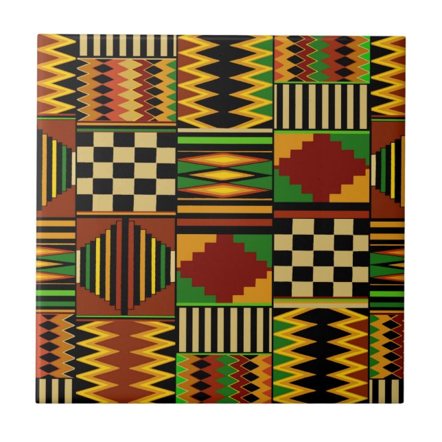 Afrikansk Royal Kente Trasa Design Kakelplatta (Framsidan)