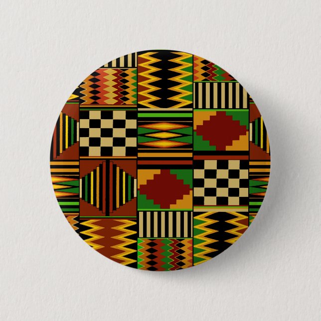 Afrikansk Royal Kente Trasa Design Knapp (Framsida)