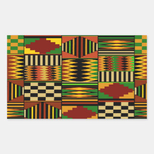 Afrikansk Royal Kente Trasa Design Rektangulärt Klistermärke