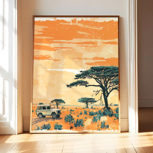 Afrikansk Safari Affisch Konsttryck, Vintage Retro