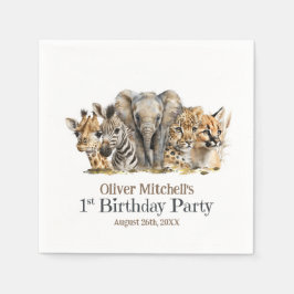 Afrikansk Safari Animals 1:a födelsedag Party Pappersservett