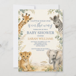Afrikansk Safari Baby Boy Bebisdusj Inbjudningar