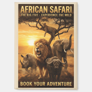 Afrikansk Safari Big Five Vilda Djur Magnet