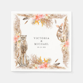 Afrikansk Safari Boho Blommig Monogram Pappersservett