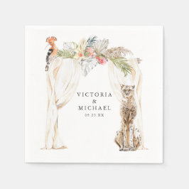 Afrikansk Safari Boho Blommig Monogram Pappersservett