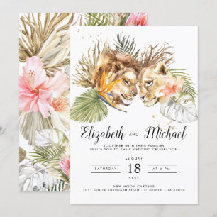 Afrikansk safari Boho Botanical Wedding bjudande Inbjudningar