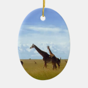 Afrikansk Safari Giraffe: Kenyas nationalpark Julgransprydnad Keramik