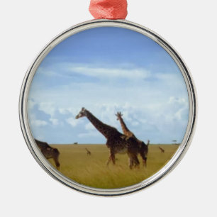 Afrikansk Safari Giraffe: Kenyas nationalpark Julgransprydnad Metall