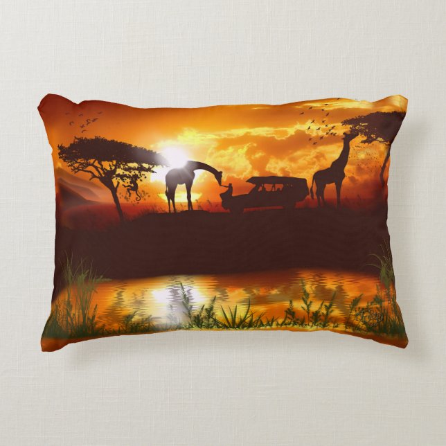 Afrikansk Safari i Jungle - Plush Pillow Prydnadskudde (Framsidan)
