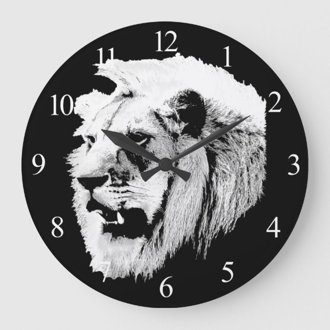 Afrikansk Safari Lejon Large Clock Stor Klocka (Framsida)