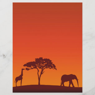 Afrikansk Safari Silhuett - Brevpapper