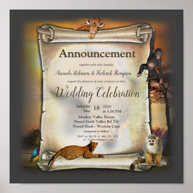 Afrikansk Safari Sunset-kungörelse Poster (Framsidan)