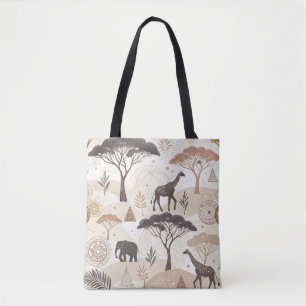 Afrikansk safari-Thated Tote Bag med djur Tygkasse