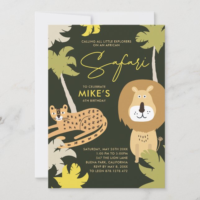 Afrikansk Safari Vild Fest Inbjudningar (Framsida)