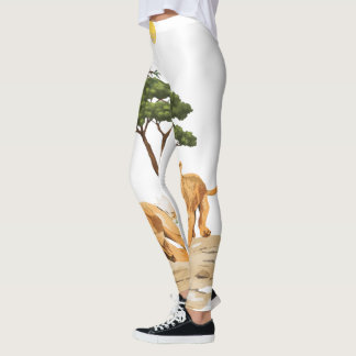 afrikansk safari vilda djur lejon hjort natur desi leggings