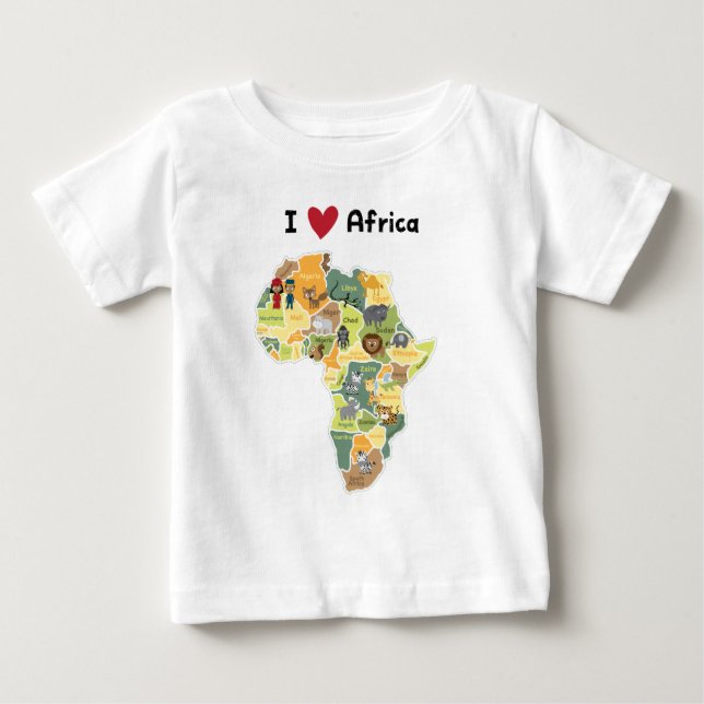 Afrikansk Safarikarta - I-hjärtaafrika - skjorta T-shirt (Framsida)