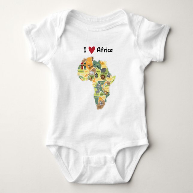 Afrikansk Safarikarta - I-hjärtaafrika - skjorta Tee Shirt (Framsida)